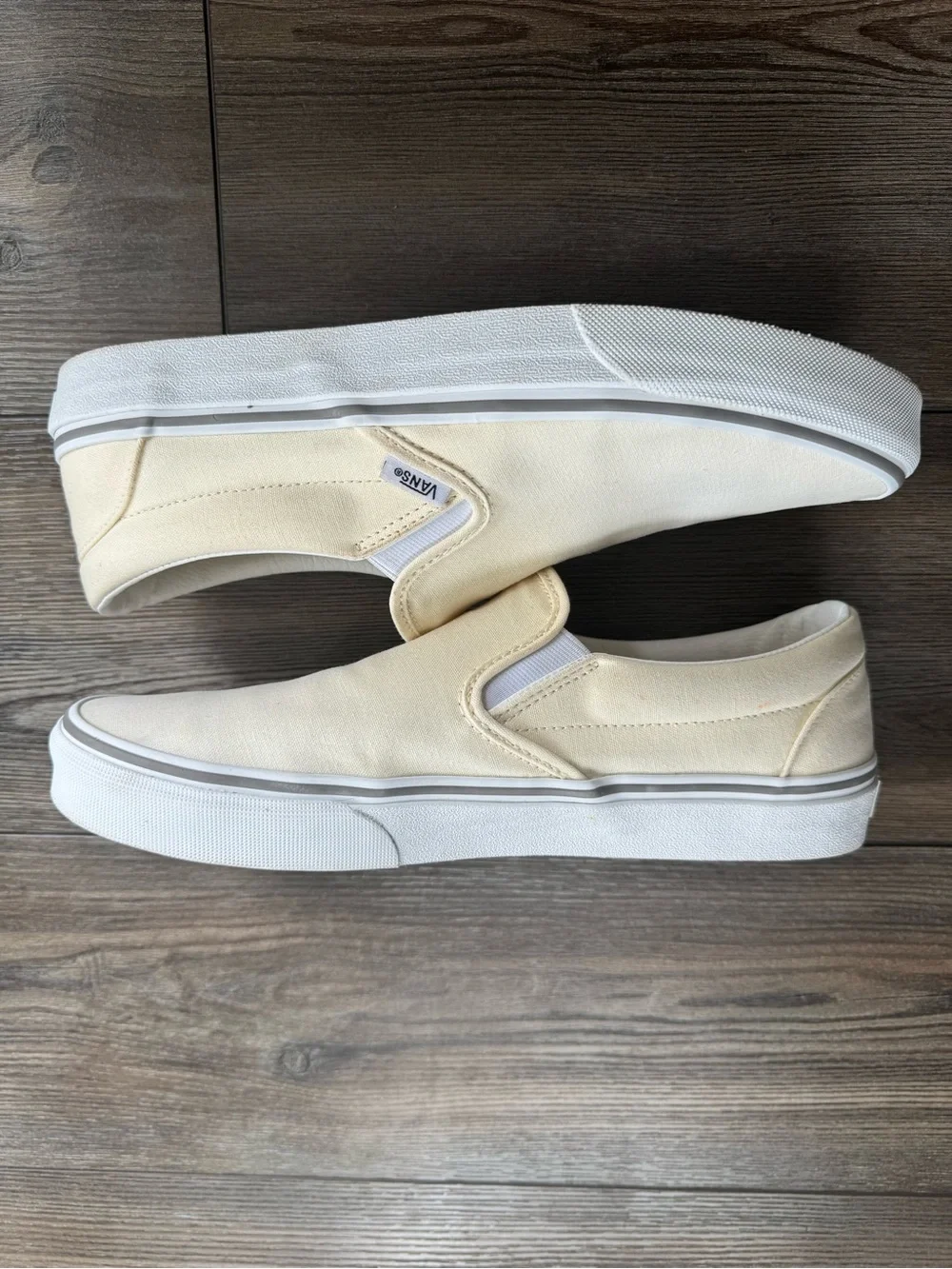 Vans Slip-On Canvas Sneakers in Cream